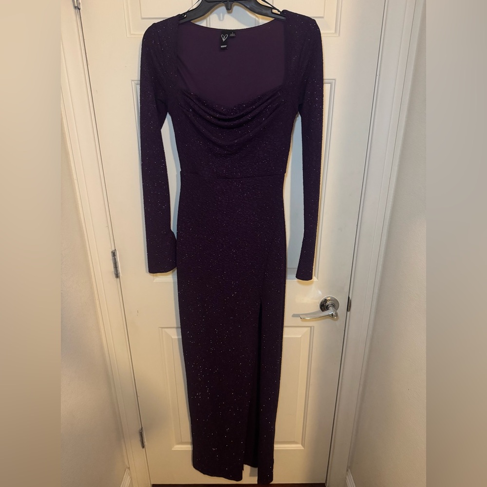Windsor Purple Ruched Long Sleeve Bodycon Dress